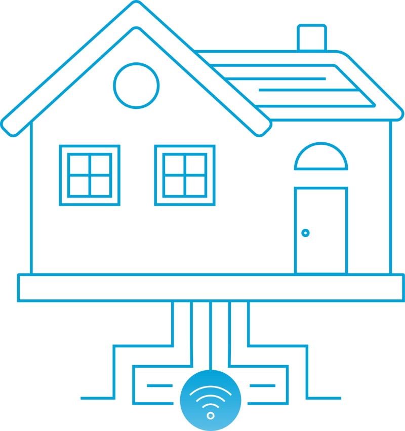 iconic outline of a home with fiber