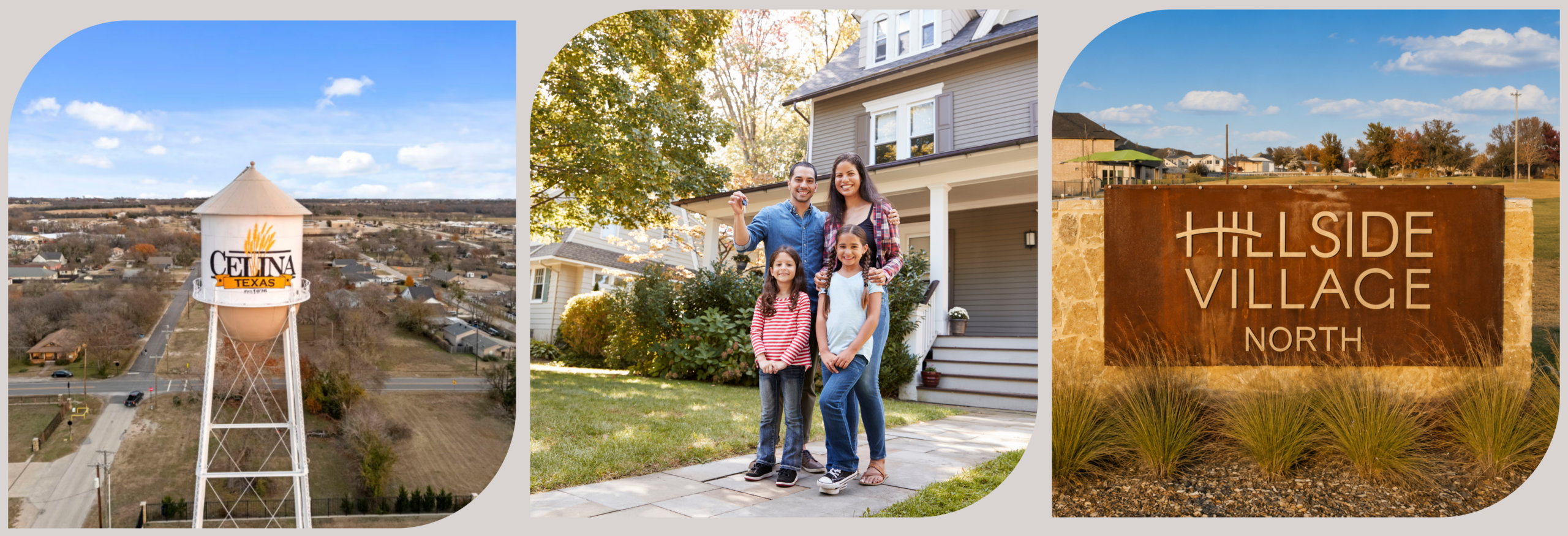 Hillside Village in Celina, TX, featuring the community entrance, local neighborhoods, and family-friendly homes served by Fiber Fast Homes fiber Internet.